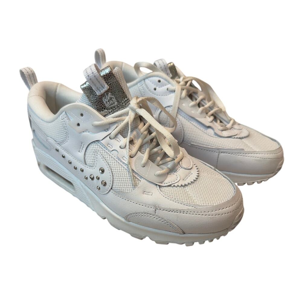 Nike Air Max 90 Futura Studded Swoosh Womens 9, Bling Silver Studs